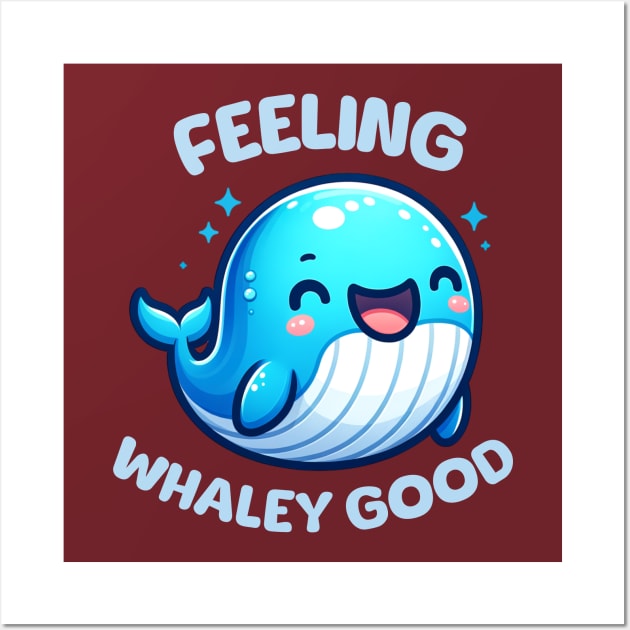 Feeling Whaley Good Cute Kawaii Blue Whale Wall Art by Odetee